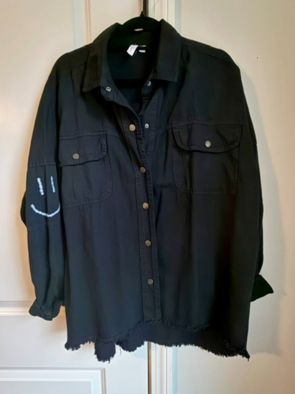 ELAN Dolly Smiley Face Shacket Jacket.